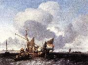 Ludolf Backhuysen Ships on the Zuiderzee before the Fort of Naarden oil painting reproduction